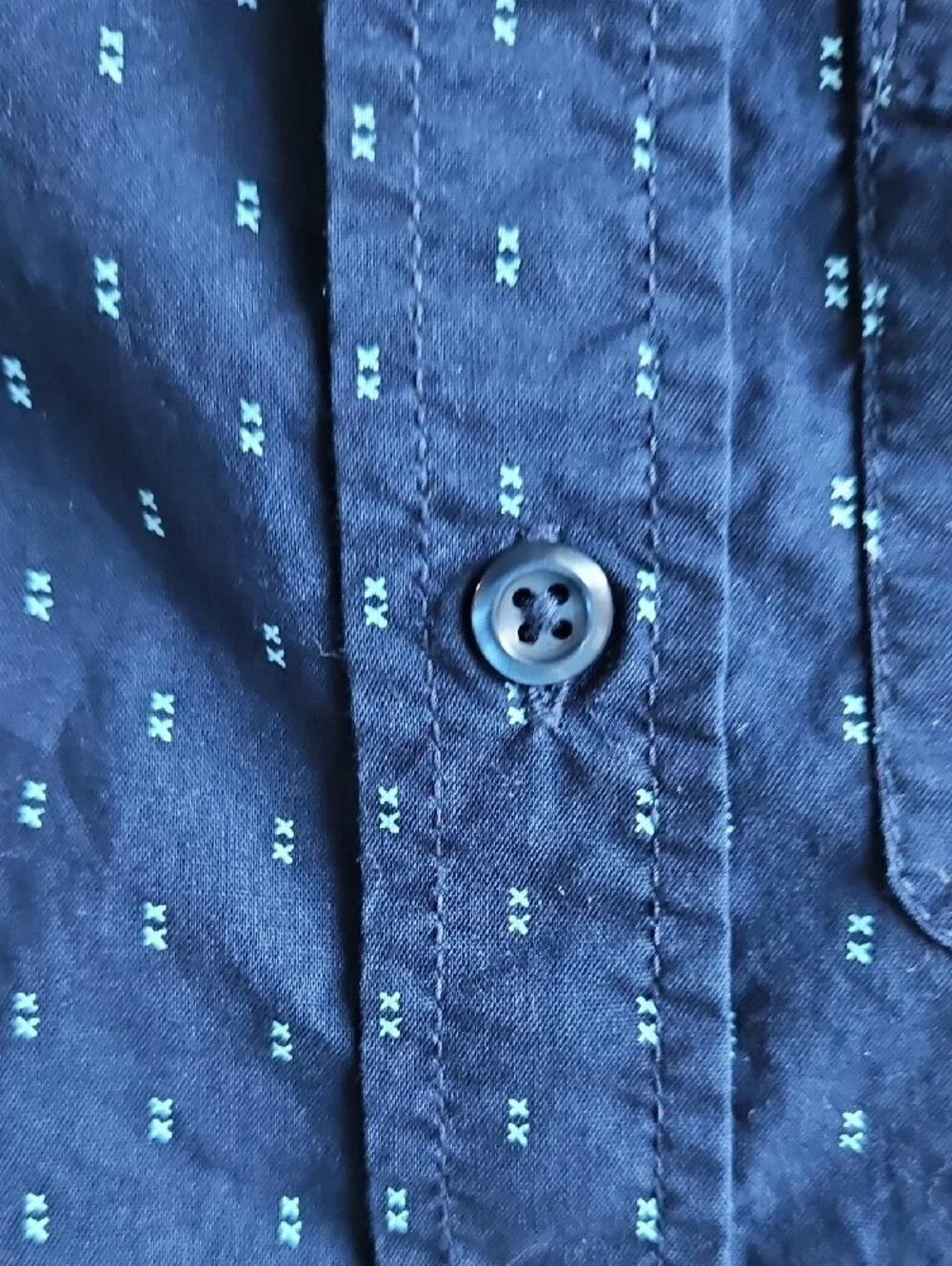 The Children's Place Navy Short-Sleeve Button-Down Shirt with Micro Print Size 4